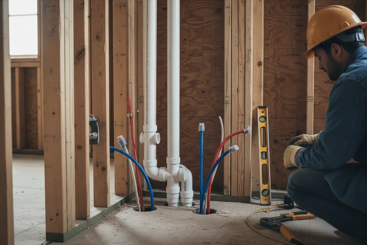 Drain and supply rough-in during Sump Pump Repair in Bronx