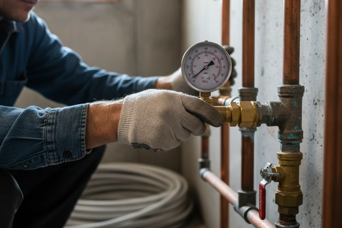 Pressure testing a repaired line during Water Line Repair in Bronx